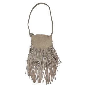 Moda Lux Winona Crossbody Fringe Bag Taupe Grayish Tan Festival Fringed Bag EUC